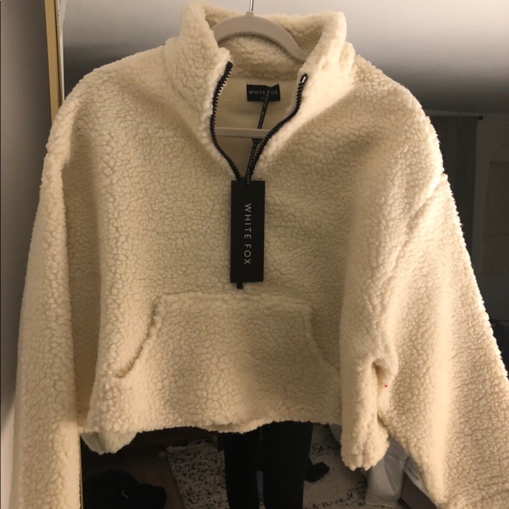 White Fox Boutique Sherpa Cropped Zip Up